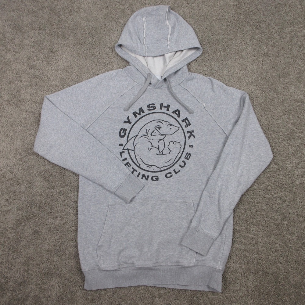 Gymshark Sweater Mens Medium Gray Heather Graphic Pullover Hoodie Sweatshirt